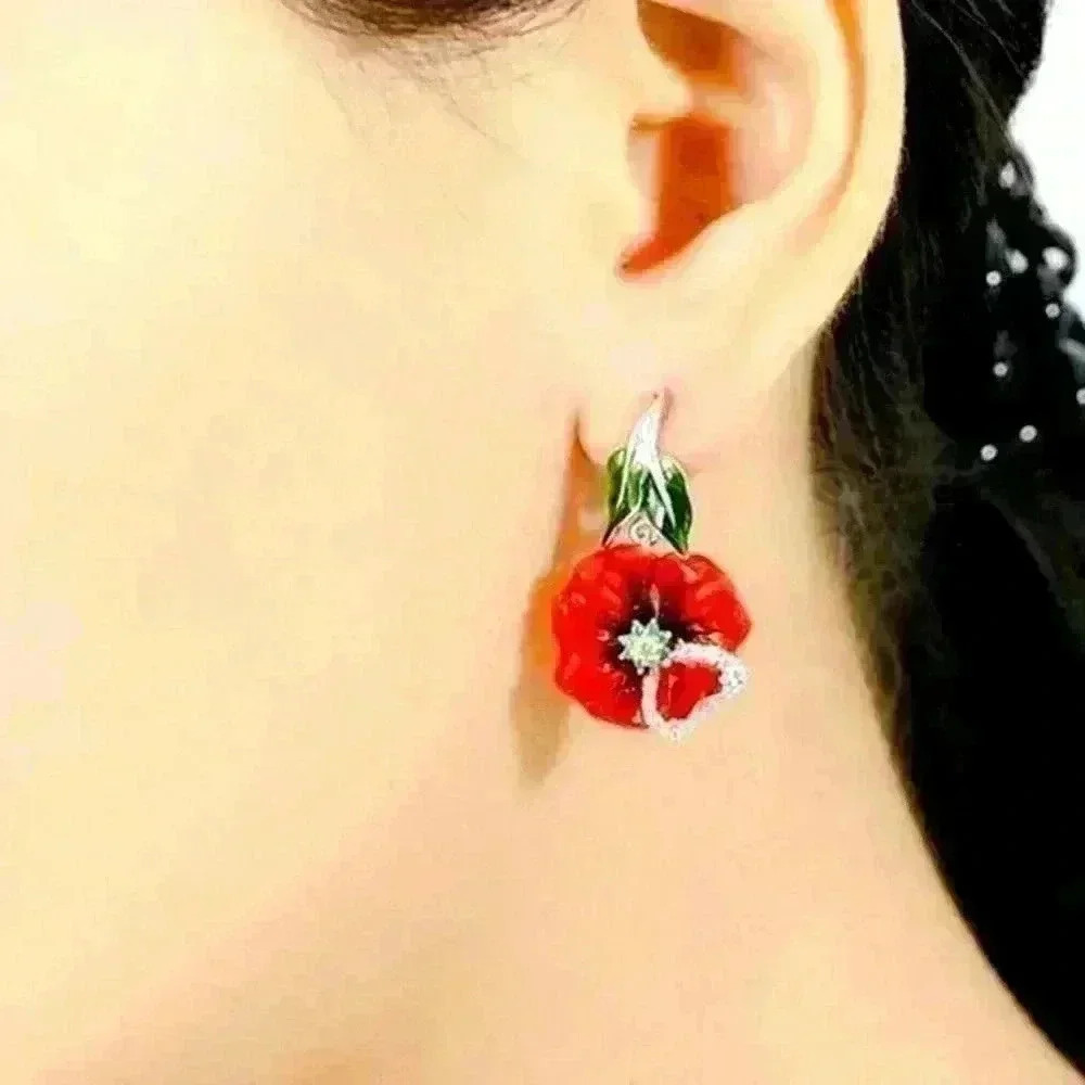 Beautiful 925 Silver Ruby Emerald Diamond Flower … - image 2